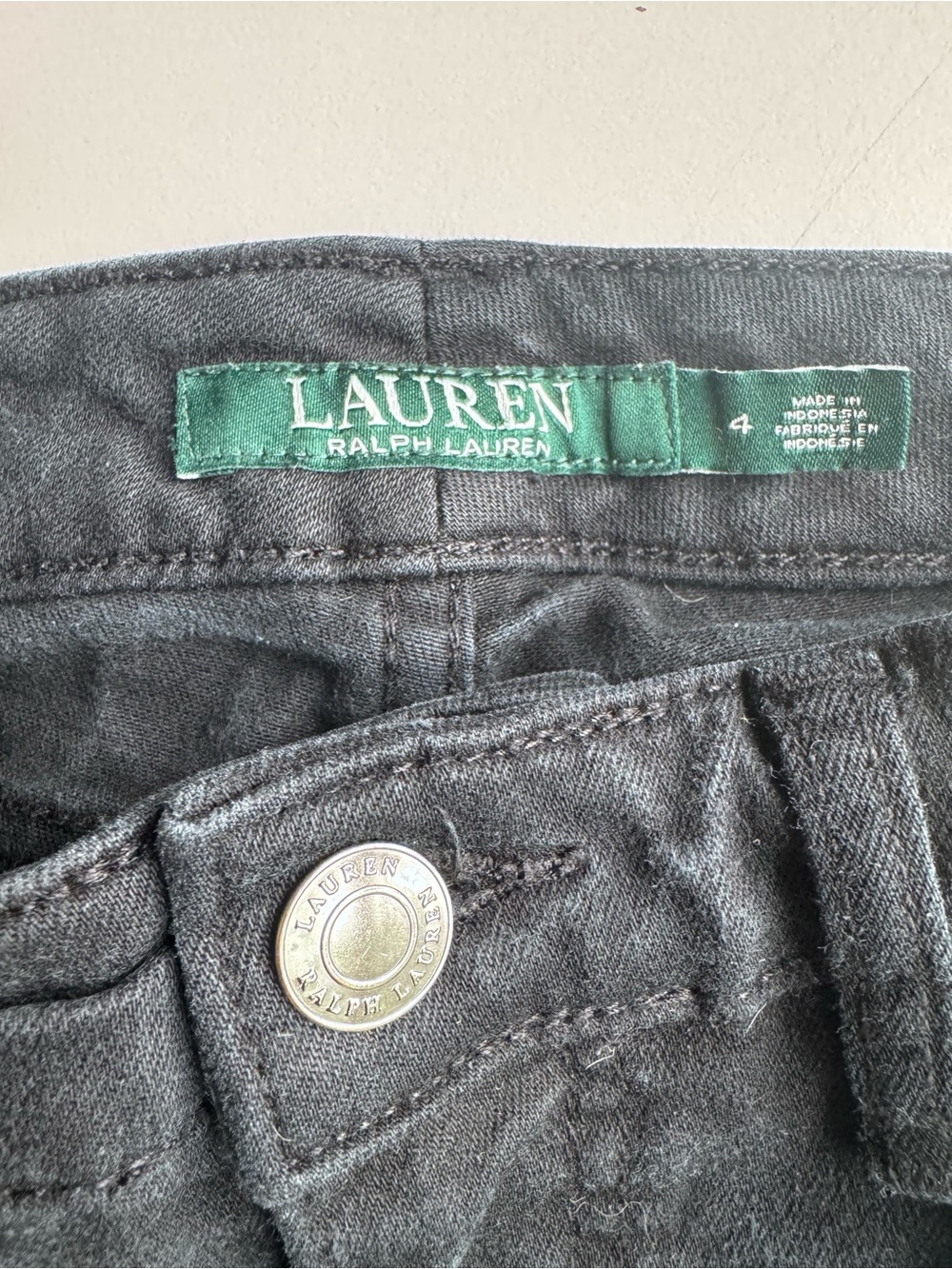 Lauren Ralph Lauren Womens Faded Black Straight Leg Jeans Stretch Denim Size 4